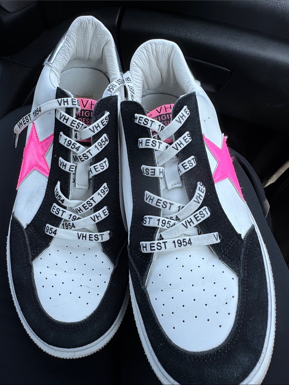 Vintage Havana White, Black & Hot Pink Star Sneakers